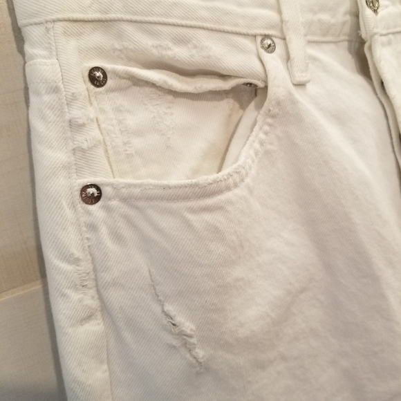 {25} Agolde 90s Mid Rise White Loose Fit Distressed Jeans - Picture 4 of 12